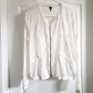 Ivory Chiffon Detailed Zipup